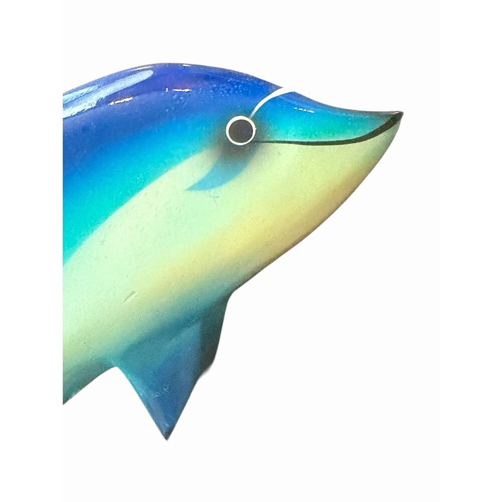 VINTAGE Set Of 3 Tropical Fish & Dolphin Wall Decor Hand Painted Wood 3499-65 - Picture 7 of 8